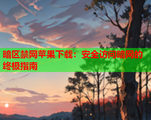 暗区禁网苹果下载：安全访问暗网的终极指南